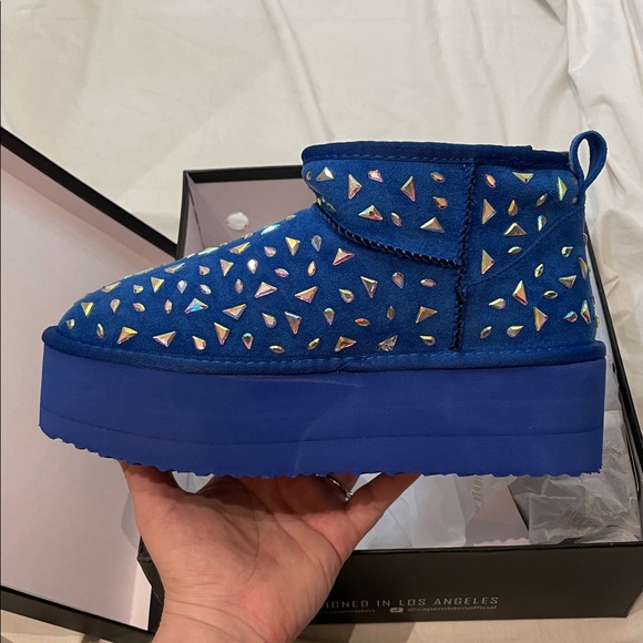 •CAPE ROBBIN• “Interble” Mini Platform Rhinestone Booties (blue) // NIB - Picture 8 of 14